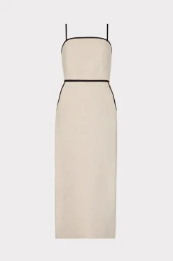 MILLY Guest Of Dresses-Amara Linen Contrast Midi Dress