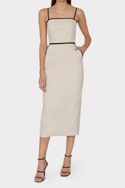 MILLY Cocktail Dresses-Amara Linen Contrast Midi Dress