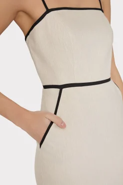 MILLY Cocktail Dresses-Amara Linen Contrast Midi Dress