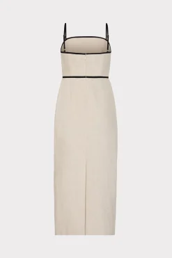 MILLY Cocktail Dresses-Amara Linen Contrast Midi Dress