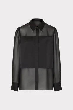 MILLY Jumpsuits & Rompers-Andy Satin Combo Button Up Blouse