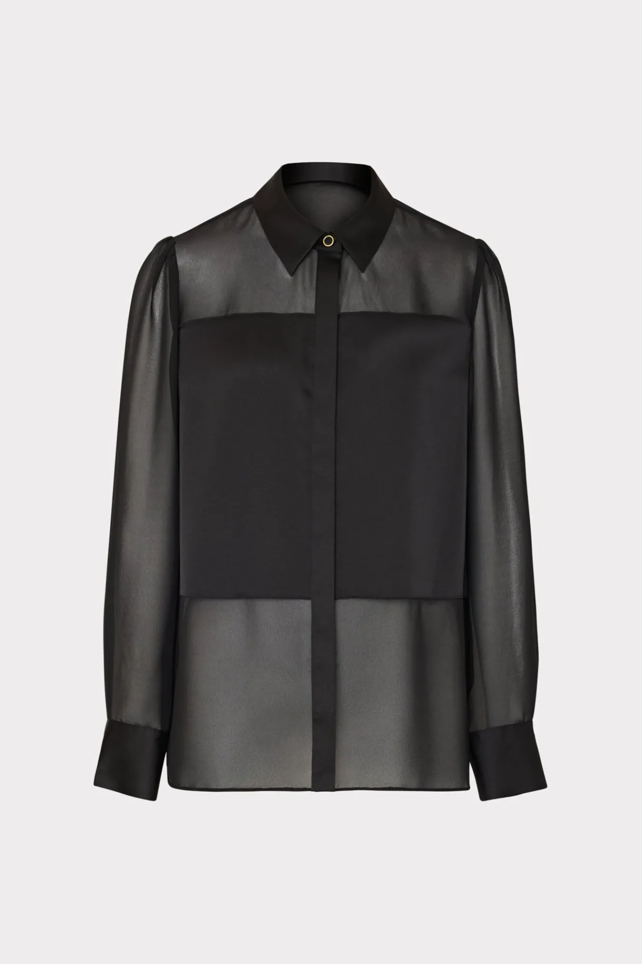 MILLY Jumpsuits & Rompers-Andy Satin Combo Button Up Blouse