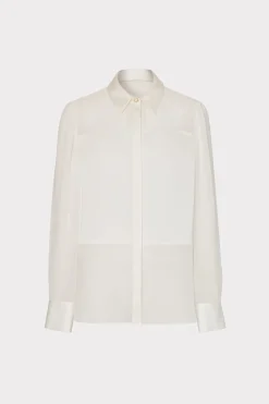 MILLY Tops-Andy Satin Combo Button Up Blouse