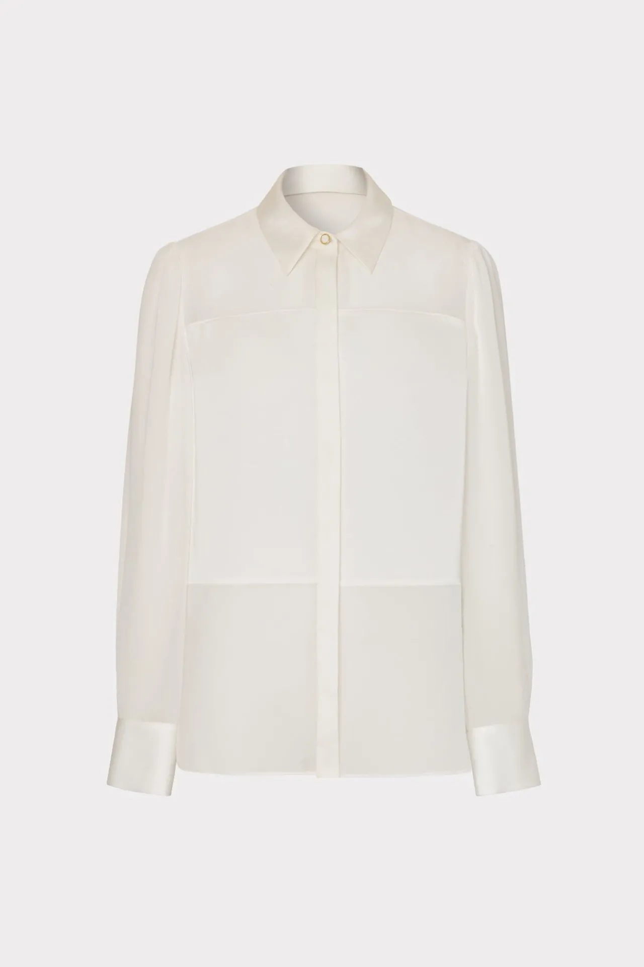 MILLY Tops-Andy Satin Combo Button Up Blouse
