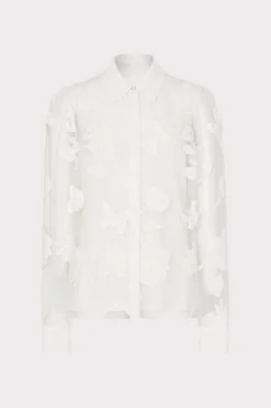 MILLY Tops-Ashley 3D Butterfly Embroidery Blouse