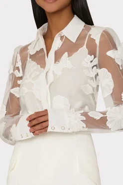 MILLY Tops-Ashley 3D Butterfly Embroidery Blouse