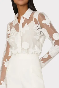 MILLY Tops-Ashley 3D Butterfly Embroidery Blouse