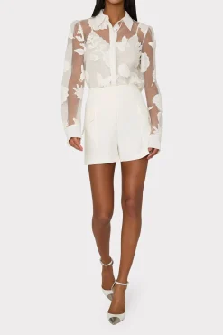 MILLY Jumpsuits & Rompers-Ashley 3D Butterfly Embroidery Blouse