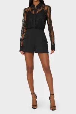 MILLY Jumpsuits & Rompers-Ashton 3D Butterfly Embroidery Blouse