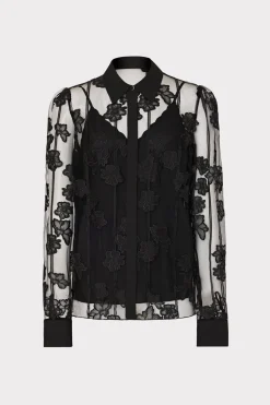 MILLY Tops-Ashton 3D Butterfly Embroidery Blouse