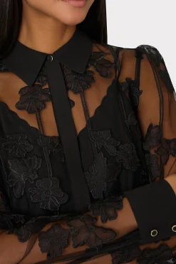 MILLY Tops-Ashton 3D Butterfly Embroidery Blouse