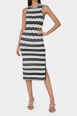 MILLY Jumpsuits & Rompers-Asymetrical Zig Zag Midi Dress