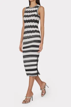 MILLY Jumpsuits & Rompers-Asymetrical Zig Zag Midi Dress