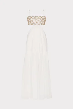 MILLY Cover-Ups-Atalia Mirrored Embroidery Maxi Cover-Up Dress