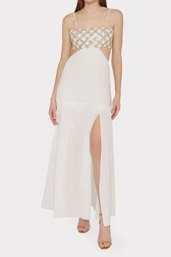 MILLY Cover-Ups-Atalia Mirrored Embroidery Maxi Cover-Up Dress