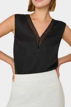 MILLY Jumpsuits & Rompers-Avianna Satin Sleeveless Top