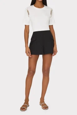 MILLY Tops-Avril Crystal Trim Tee