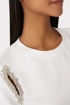 MILLY Tops-Avril Crystal Trim Tee