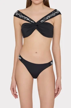 MILLY Jumpsuits & Rompers-Beaded Applique Bikini Bottom With Side Tabs