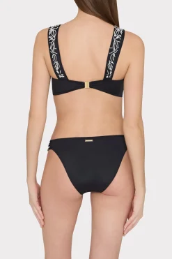 MILLY Jumpsuits & Rompers-Beaded Applique Shoulder Draped Bikini Top