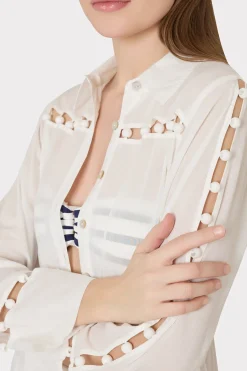 MILLY Jumpsuits & Rompers-Beaded Cotton Voile Cover-Up Dress