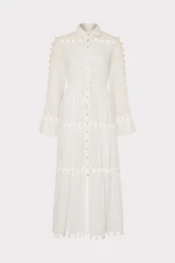 MILLY Cover-Ups-Beaded Cotton Voile Cover-Up Dress