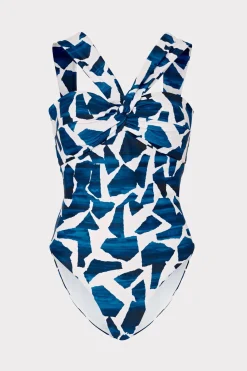 MILLY Jumpsuits & Rompers-Betsy Ocean Puzzle Bandeau One Piece