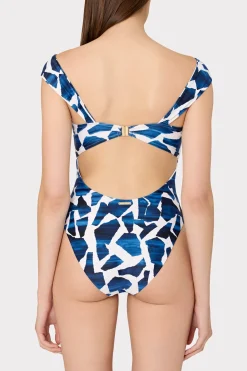 MILLY Jumpsuits & Rompers-Betsy Ocean Puzzle Bandeau One Piece