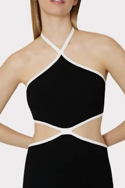 MILLY Sundresses-Contrast Trim Halter Mini Dress