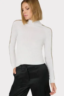 MILLY Tops-Crystal Racer Turtleneck