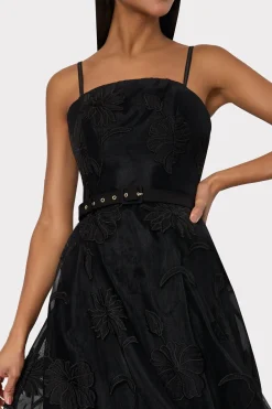 MILLY Cocktail Dresses-3D Butterfly Embroidery Spaghetti Strap Dress