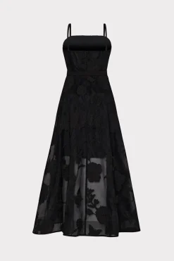 MILLY Little Black Dresses-3D Butterfly Embroidery Spaghetti Strap Dress