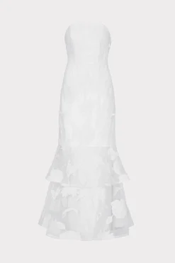 MILLY Evening Gowns-3D Butterfly Embroidery Strapless Dress