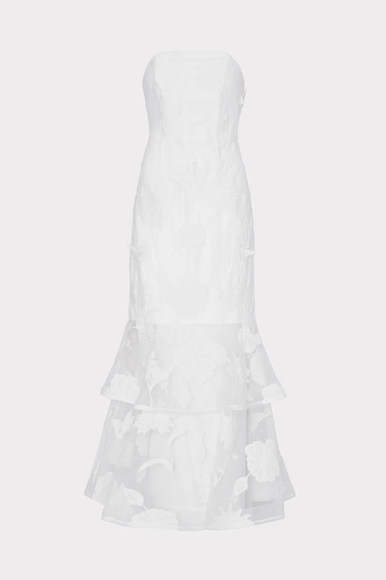 MILLY Evening Gowns-3D Butterfly Embroidery Strapless Dress