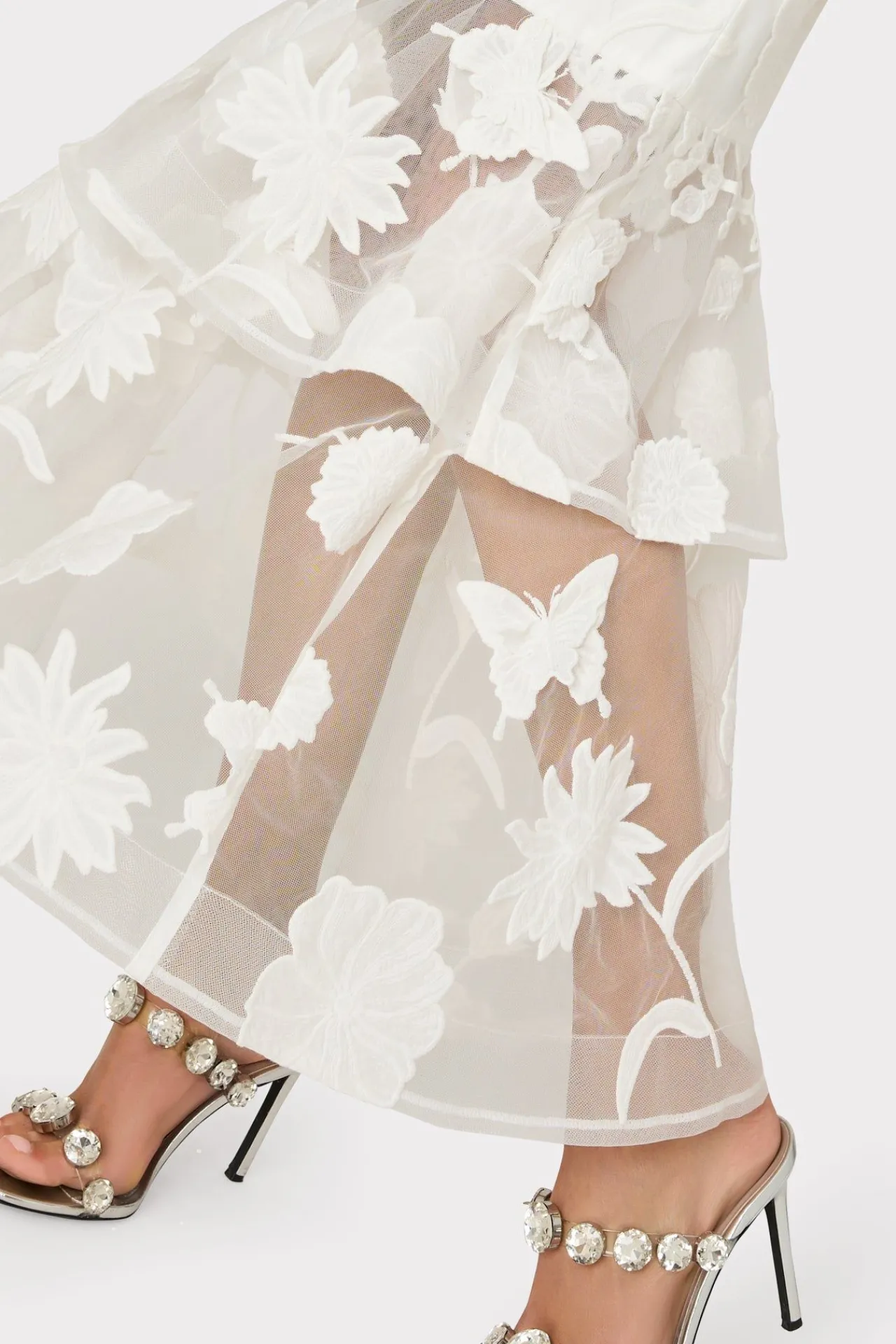 MILLY Evening Gowns-3D Butterfly Embroidery Strapless Dress