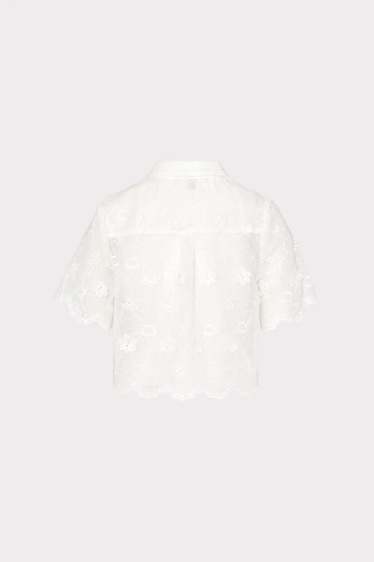 MILLY Cover-Ups-3D Floral Cotton Eyelet Button Up Top