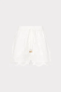 MILLY Cover-Ups-3D Floral Cotton Eyelet Shorts