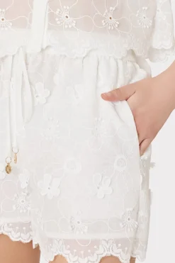 MILLY Cover-Ups-3D Floral Cotton Eyelet Shorts