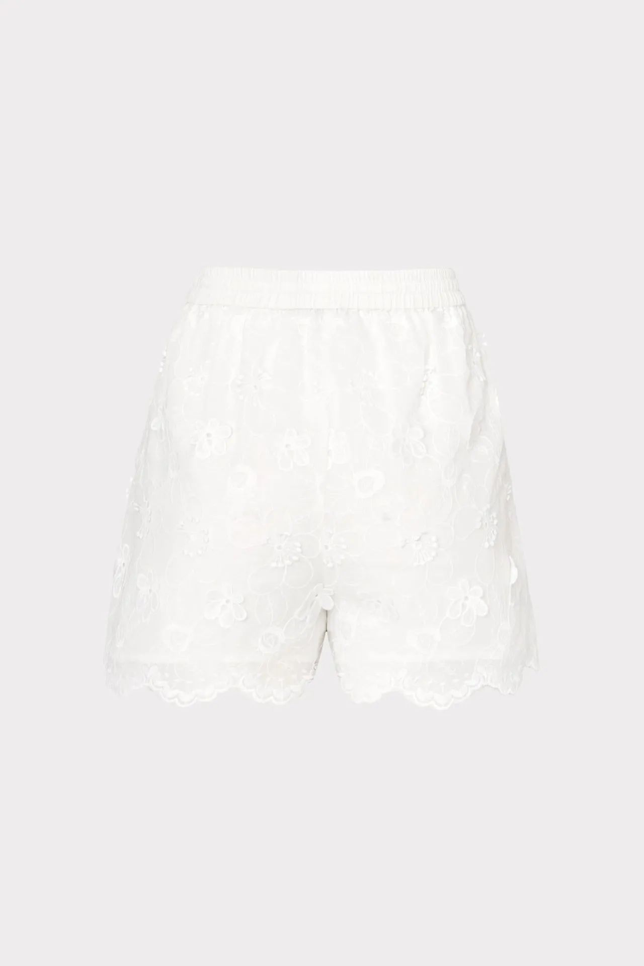 MILLY Cover-Ups-3D Floral Cotton Eyelet Shorts