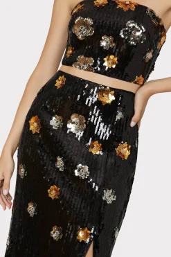 MILLY Tops-3D Floral Sequins Strapless Top