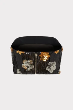 MILLY Tops-3D Floral Sequins Strapless Top