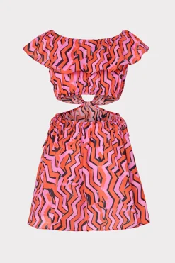 MILLY Cover-Ups-Delilah Painted Chevron Cotton Voile Coverup Dress