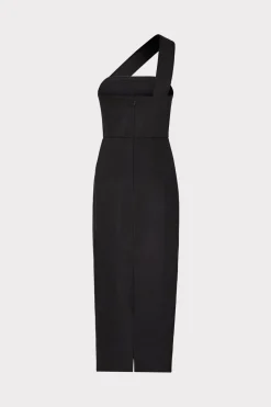 MILLY Guest Of Dresses-Draped One Shoulder Linen Dress