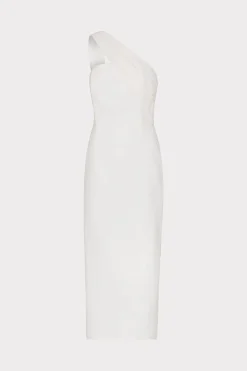 MILLY Guest Of Dresses-Draped One Shoulder Linen Dress