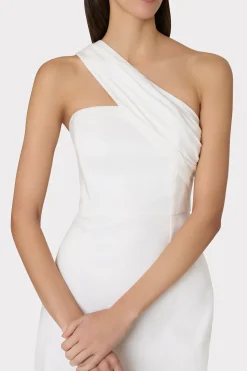 MILLY Guest Of Dresses-Draped One Shoulder Linen Dress