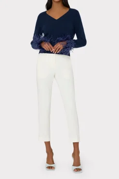 MILLY Sweaters & Knits-Feather Cuff V-Neck Sweater