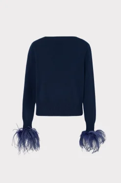 MILLY Sweaters & Knits-Feather Cuff V-Neck Sweater