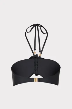 MILLY Jumpsuits & Rompers-Floral Applique Halter Bikini Top