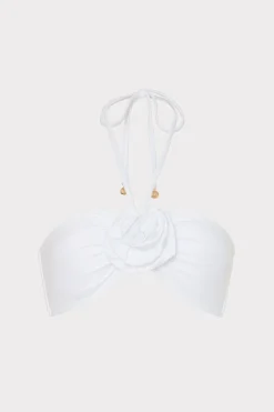 MILLY Jumpsuits & Rompers-Floral Applique Halter Bikini Top