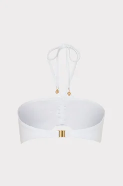 MILLY Jumpsuits & Rompers-Floral Applique Halter Bikini Top